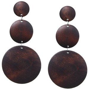 Dark Brown Triple Cascade Wooden Earrings